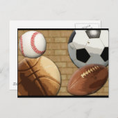 スポーツAl-Star、バスケットボール/サッカー/サッカー ポストカード (正面/裏面)