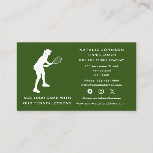 スポーツSNSテニスコート女子インストラクター 名刺 (正面)