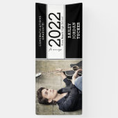 スポーテはっきりしたィ白黒の写真卒業 横断幕 (縦)