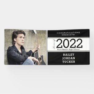 スポーテはっきりしたィ白黒の写真卒業 横断幕