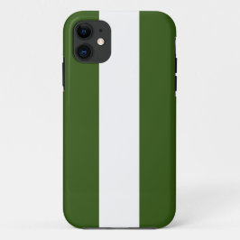 スポーティお洒落フォレストグリーンホワイトレーシングストライプズ iPhone 11 ケース