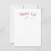 スポーティかわいいピンクパーソナライズされたの赤ちゃんシャワー サンキューカード (正面)