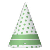 スポーティかわいらしおもしろいセージ緑のドットストライプオンホワイト パーティーハット (左)