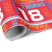 スポーティで名前入りな一流の年齢の第18誕生日の覆い ラッピングペーパー (ロールコーナー)