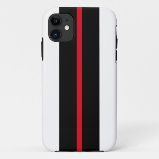 スポーティで明るい赤の黒のレースストライプレースの白 Case-Mate iPhoneケース (裏面)