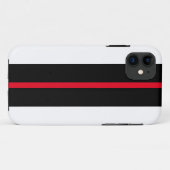 スポーティで明るい赤の黒のレースストライプレースの白 Case-Mate iPhoneケース (裏面(横))