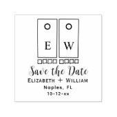 スポーティなコーンホールトスゲームとバッグ日付を保存 セルフインキングスタンプ (デザイン)