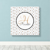 スポーティなサッカーの子犬モノグラムのたち キャンバスプリント (インサイチュ (ウッドフロア))