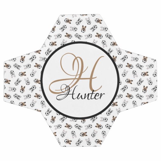 スポーティなサッカーの子犬モノグラムのたち サッカーボール (フラット)