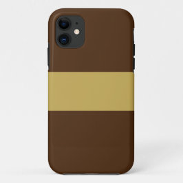 スポーティなシックなワイドなサドルブラウンマスタードストライプ iPhone 11 ケース
