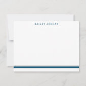 スポーティなストライプ ダークブルー＆グレー アスレチック メンズ ノートカード (正面)