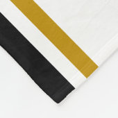 スポーティなダークブラウンホワイトツインブラックレーシングストライプズ フリースブランケット (角)