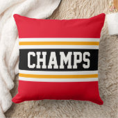 スポーティなチャンピオン 赤 黒 黄 ストライプ クッション (ブランケット)