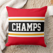 スポーティなチャンピオン 赤 黒 黄 ストライプ クッション (ブランケット)