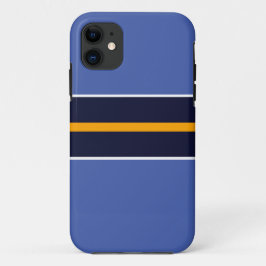 スポーティなツートン ネイビーブルー イエロー レースストライプ iPhone 11 ケース