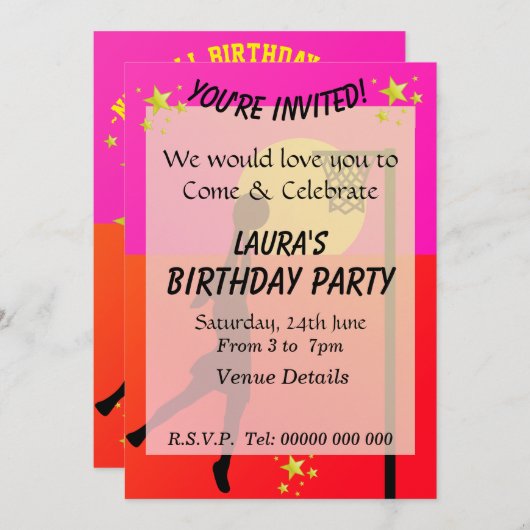 スポーティなネットボールパーティー 招待状 (正面/裏面)