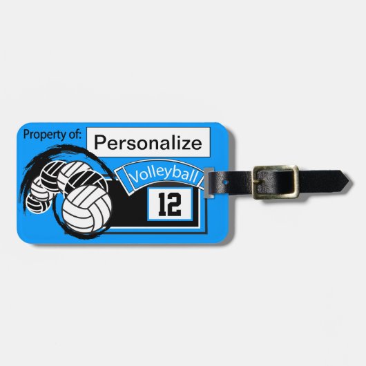 スポーティなバレーボール🏐 | DIY背景色 ラゲッジタグ (正面横)