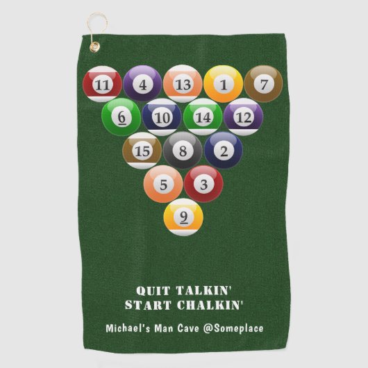 スポーティなビリヤードの8ボールの棚の8ボールのプールのゲーム ゴルフタオル (正面)