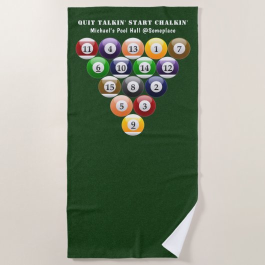 スポーティなビリヤードの8ボールの棚の8ボールのプールのゲーム ビーチタオル (正面)