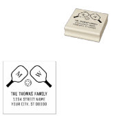 スポーティなピックボールのパドルとボール名アドレス ラバースタンプ (押印)