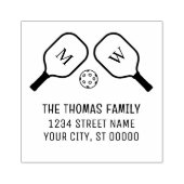 スポーティなピックボールのパドルとボール名アドレス ラバースタンプ (インプリント)