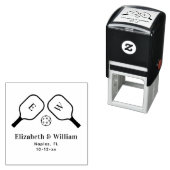 スポーティなピックボールのパドルとボー結婚ルカップル セルフインキングスタンプ (インサイチュ)