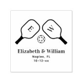 スポーティなピックボールのパドルとボー結婚ルカップル セルフインキングスタンプ (デザイン)