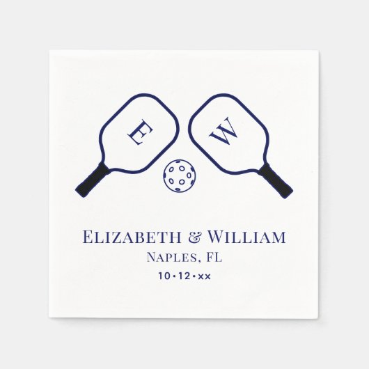 スポーティなピックルボール パドル 結婚式 DIY カラー スタンダードカクテルナプキン (正面)