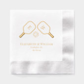 スポーティなピックル結婚ボールのカップル 箔ナプキン (正面)