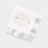 スポーティなピックル結婚ボールのカップル 箔ナプキン (左)