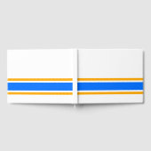 スポーティなブライトブルーイエローレーシングストライプズオンホワイト ゲストブック (全面)