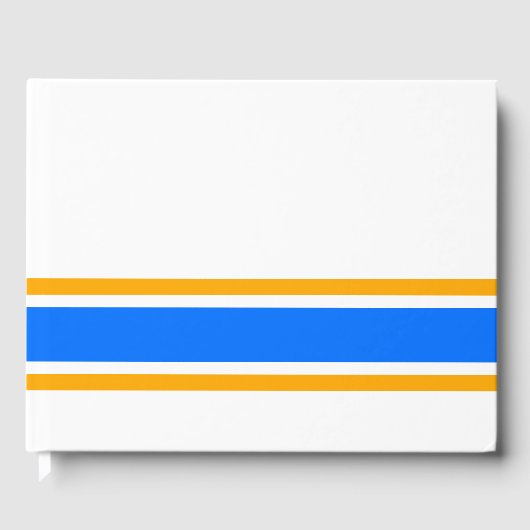 スポーティなブライトブルーイエローレーシングストライプズオンホワイト ゲストブック (正面)