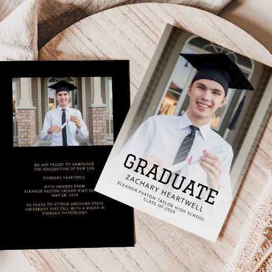 スポーティなブラック金ゴールドフォトグラッド発表 招待状