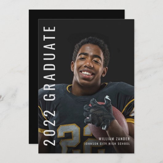 スポーティなルックス満員の写真卒業 招待状 (正面/裏面)