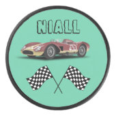 スポーティなレースカーパーソナライズされた アイスホッケーパック (正面)