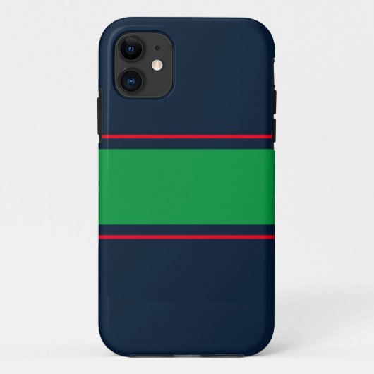 スポーティなワイド緑の赤のレースストライプレース海軍 Case-Mate iPhoneケース (裏面)