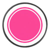 スポーティな円形の明るいピンクの中心の白ストライプ色 アイスホッケーパック (正面)