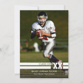 スポーティな写真卒業のお知らせ白黒 案内状 (正面)