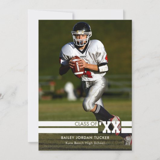 スポーティな写真卒業のお知らせ白黒 案内状 (正面)