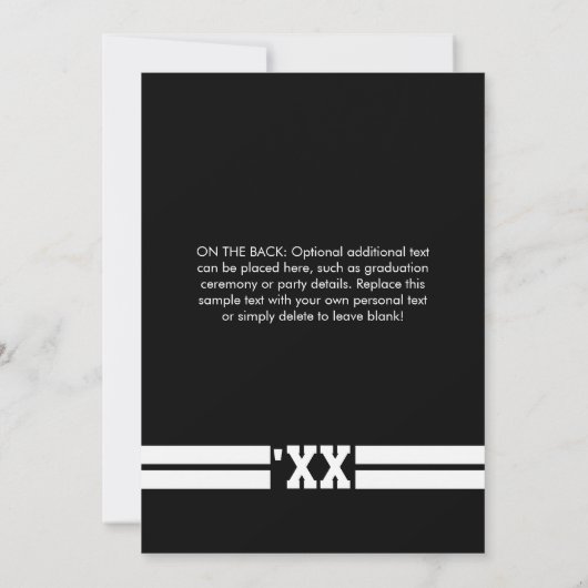 スポーティな写真卒業のお知らせ白黒 案内状 (裏面)