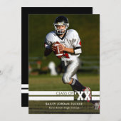 スポーティな写真卒業のお知らせ白黒 案内状 (正面/裏面)