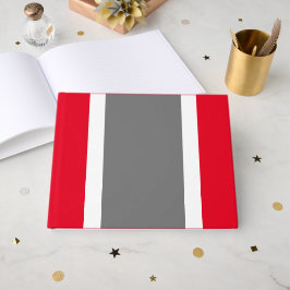 スポーティな太めのグレー+ホワイト+明るいレッドのレーシングストライプ柄 ゲストブック
