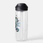 スポーティな女の子のティール(緑がかった色)グレーのバスケットボールのパンク ウォーターボトル (背面)