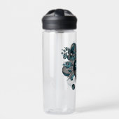 スポーティな女の子のティール(緑がかった色)グレーのバスケットボールのパンク ウォーターボトル (正面)