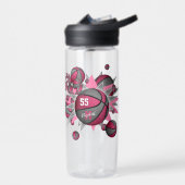 スポーティな女の子のピンクの灰色のバスケットボールのパンク ウォーターボトル (左面)