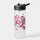 スポーティな女の子のピンクの白いバスケットボールのパンク ウォーターボトル (左面)