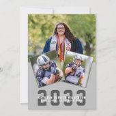 スポーティな女モダンの子のスクリプはっきりしたト4写真卒業 招待状 (正面)