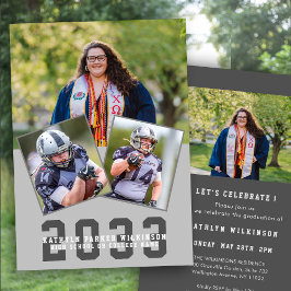 スポーティな女モダンの子のスクリプはっきりしたト4写真卒業 招待状