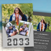 スポーティな女モダンの子のスクリプはっきりしたト4写真卒業 招待状