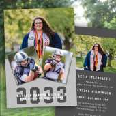 スポーティな女モダンの子のスクリプはっきりしたト4写真卒業 招待状